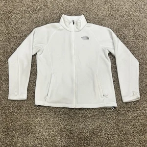North Face Jacket Fleece Zip-up Women’s Large White Soft Winter - Picture 1 of 8