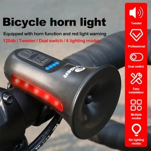 Elektronische Fahrrad Hupe beleuchtet Warnung und Sirene integrierter Akku von 6 Stunden - Bild 1 von 23