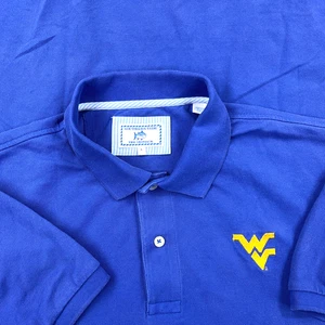 Camisa Polo West Virginia Mountaineers Hombres Grande Azul Marea del Sur WVU Malla * - Imagen 1 de 9