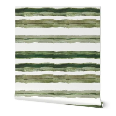 Papel pintado impreso rayas Shibori olivas, prepegado, papel tapiz de decoración Foto 1 de 4