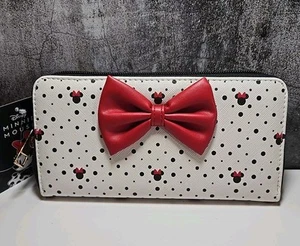 Disney Minnie Mouse Polka Dot Bow Full Zip Wallet Licensed NWT (175) - Picture 1 of 4