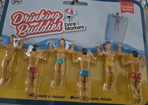NUEVO Marcadores de bebidas The Original Drinking Buddies de NPW 6 nuevos amigos bebedores - Imagen 1 de 2