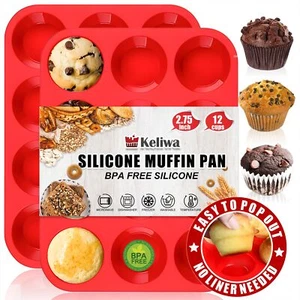 12 Cup Silicone Muffin Pan12 Cups Regular Silicone Cupcake Pan/Non-stick Sili... - Picture 1 of 7