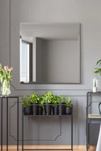 Large All Glass Bevelled Square Wall Mirror - 35"x 35" (90 x 90cm) MirrorOutlet - Picture 1 of 6