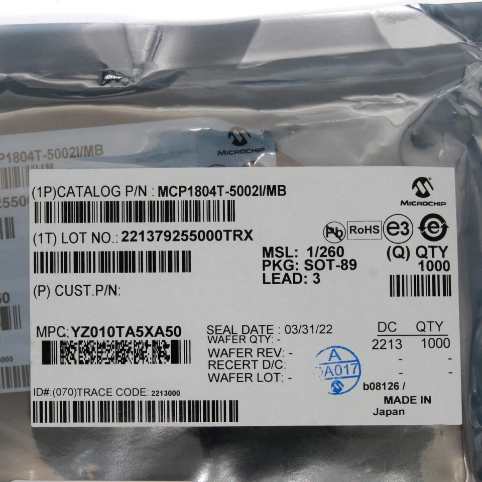 MCP1804T-5002I/MB (1000pc Reel) 5v Regulator - Microchip - Image 1 of 1