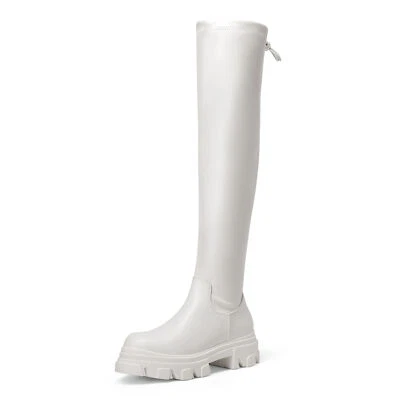 Women's Ladies Over The Knee Boots Platform PU Thigh High Boots - Image 1 of 2