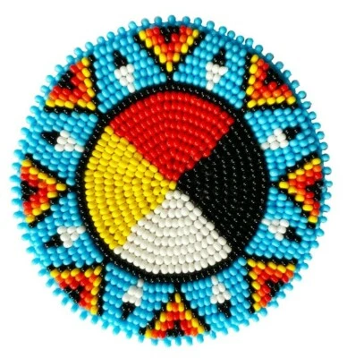 NEW HANDMADE FOUR DIRECTIONS BEADED APPLIQUES ROSETTE  R58/13 - Image 1 of 2