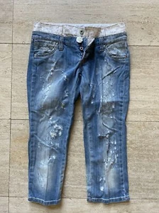 Pantalones de mezclilla para mujer Dolce & Gabbana azul con adornos florales IT 38 rasgados desgastados - Imagen 1 de 8