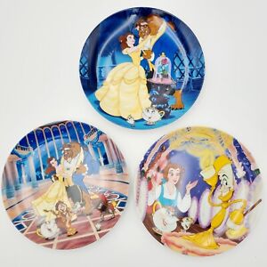 Disney Set of 3 Beauty & Beast Bradford Exchange Knowles Porcelain Plates 7.5"