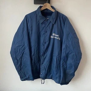 Chaqueta de Entrenador Vintage Principios de los 70 Años 70 Campeón Correr de la Universidad de Miami Azul Grande - Imagen 1 de 9