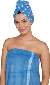 Bath Wrap & Turbie Twist Combo Set Blue Dot Dot S14298 - Picture 1 of 4