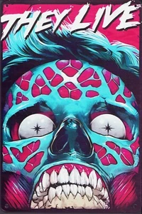 John Carpenter's They Live - Alien - Horror Sci-fi Movie Artwork Tin Metal Sign - Picture 1 of 1