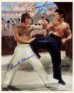 Bruce Lee Chuck Norris The Way of the Dragon 1970's autographed 8x10 reprint - Picture 1 of 2