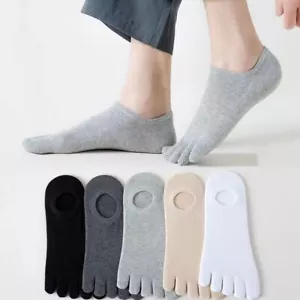 5Pack Five Finger Toe Low Cut Sport Solid Athletic No Show Cotton Men Socks 7-11 - Picture 1 of 7