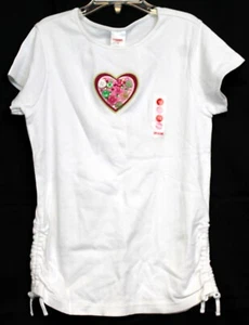 2006 Gymboree Sweetheart Valentine Day Shirt Button Heart Gathered Side String - Picture 1 of 5