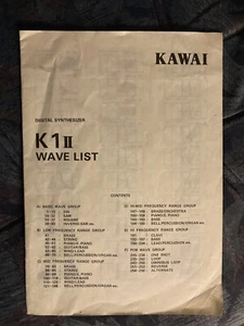 Kawai K1II Wave List Original Owners Manual / User Manual - Bild 1 von 2