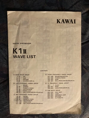 Kawai K1II Wave List Original Bedienungsanleitung / User Manual - Bild 1 von 2