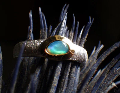 SCHMUCK-STCK RING Silber Edelopal  OPAL  60 19  vergoldet matt hochglanz  Neu - Bild 1 von 4