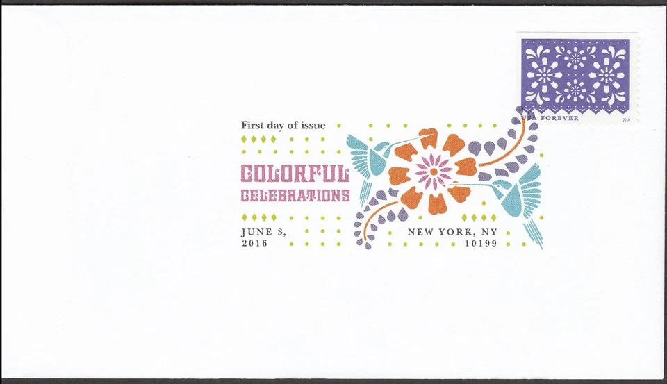 US 5083 Colorful Celebrations violet flowers DCP FDC 2016 - Image 1 of 1