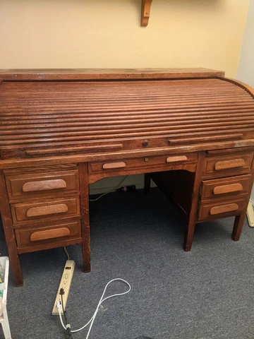 Vintage Antique Roll Top Desk Solid Wood - Circa Early 1900s Cover