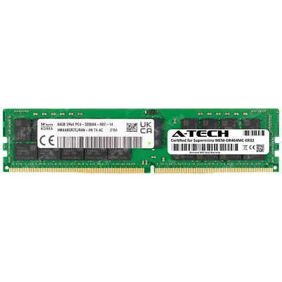 64GB PC4-25600 ECC RDIMM Supermicro MEM-DR464MC-ER32 Hynix Equivalent Memory RAM - Image 1 of 2