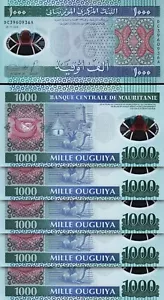 Mauritania 1000 Ouguiya 2014, UNC, 5 Pcs LOT, Polymer, P-19 - Picture 1 of 4