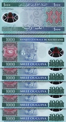 Mauritania 1000 Ouguiya 2014, UNC, 5 Pcs LOT,  Polymer, P-19 - Image 1 of 4