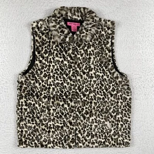 Betsey Johnson Jacket Womens Medium Cheetah Faux Fur Vest Mob Wife Fashion - Picture 1 of 11