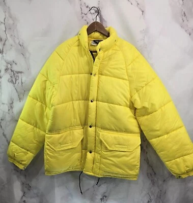 Columbia Coat Men Large Yellow Vintage 80s 90s Puffer Jacket Synthetic Insulated - Image 1 of 4