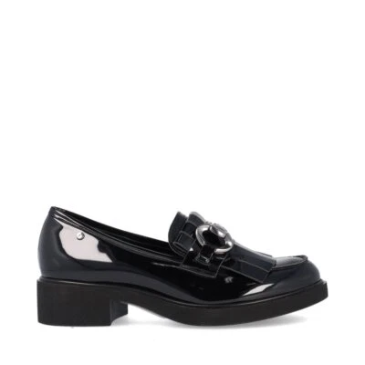 Donna Serena Mocassino Donna in Vernice Con Frangia ed Accessorio - NER (Nero)