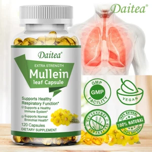 Healthfare Mullein Leaf Capsules | 1500mg | 120Count | Support Lung Cleanse - Picture 1 of 14