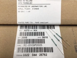 (10 piezas) Interruptor magnético de caña seca RI-01CGP2025 COTO, (SPST N/O) - Imagen 1 de 2