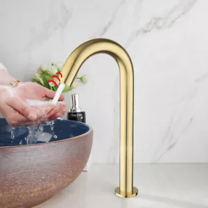 Brushed Gold Infrared Electronic Sensor Free Touch Free Hands Faucet Sink Tap - Picture 1 of 29