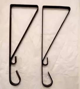 Metal Shelf Bracket LOT of 2 Distressed Black 4.5" x 12" Interior Home Decor - Picture 1 of 3
