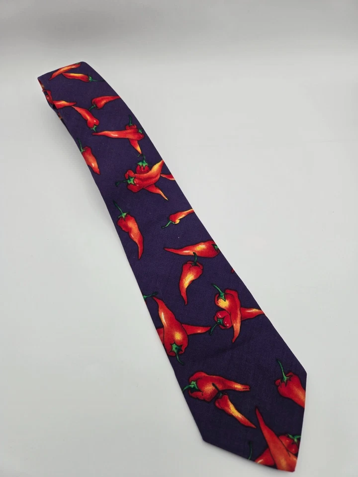 Corbata Ralph Marlin Para Hombres Chile Pimienta Rojo Salsa Caliente Novedad Púrpura Divertida Foto 1 de 4