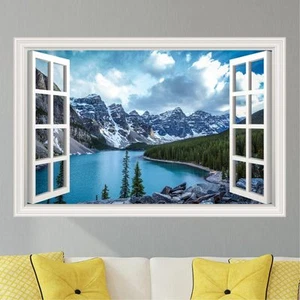 Mountains Lake Scenery Wall Decal Sticker Graphic Art Mural - (4 Sizes) - Picture 1 of 3