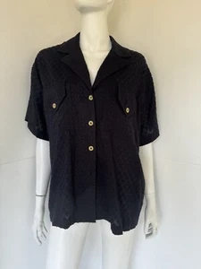 Rhode Resort schwarzes Oversize strukturiertes Baumwoll Shirt Top Buttondown Gr. S/M - Bild 1 von 5