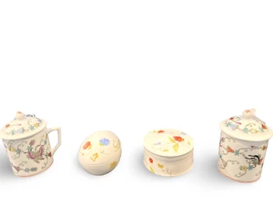 Vintage Porcelain Jar and Box Set with Lid - Floral Design, Collectible Home Déc - Picture 1 of 9