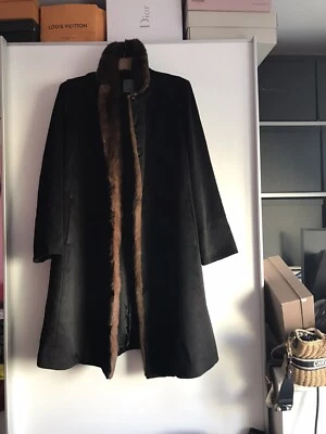 Cinzia Rocca Mantel Neuwertig Gr 40 Baby Alpaka Lana Wolle Nerz Mit Handwärmer - Bild 1 von 4