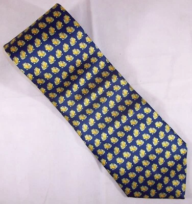 MUSEUM ARTIFACTS FROGS Optic Blue & Green Silk Neck Tie 61" Long x 4" W (F172) - Image 1 of 3