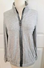 St. John Cardigan Sweater Jacket Small Sport Athletic Full Zip Gray Lightweight 