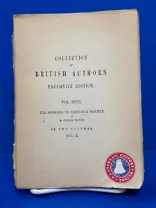1894 - THE MEMOIRS OF SHERLOCK HOLMES BY CONAN DOYLE(VOL II ONLY)-TAUCHNITZ EDIT - Picture 1 of 16