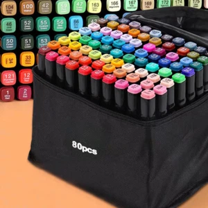 80 Colour Brush Pens Set Dual Tips Xmas gift Art Markers Drawing Watercolour New - Picture 1 of 11