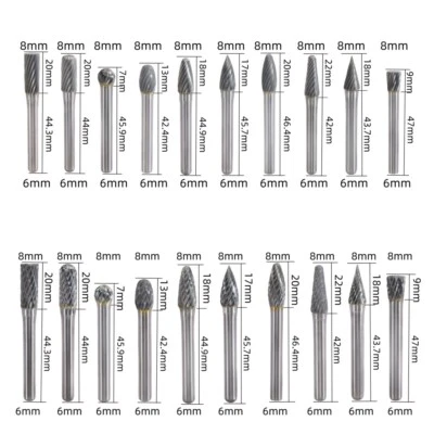 Carbide Rotary Grinding Files 6*8mm Set Tungsten Steel Engraving Polishing Files - Image 1 of 4