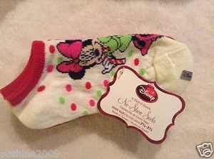 Disney Minnie Mouse 3 Pack Holiday no show socks, Girl's shoe size 7 1/2 - 3 1/2 - Picture 1 of 7