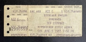 Boleto Krokus & Def Leppard 1983 6/5/83 Pyromania Tour - Pittsburgh, Pensilvania - Imagen 1 de 2