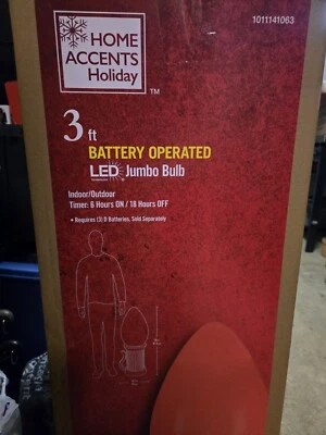 Bombilla LED Jumbo Acentos para el Hogar 3 Pies y Funciona con Pilas Nueva en Mano Roja Foto 1 de 4