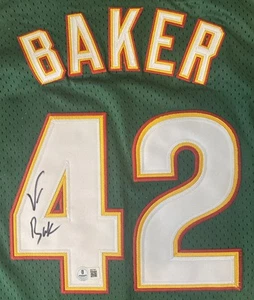 Vin Baker signed handsigniert Seattle Supersonics Champion Trikot Beckett COA - Bild 1 von 4