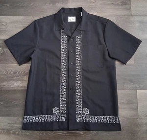 Vintage Irvine Park Geometric Embroidery Camp Shirt Black Mens Size Medium - Picture 1 of 11