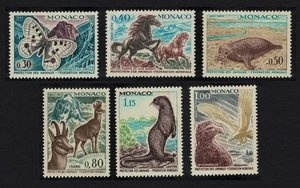 Monaco Uccellini Aquila Lontra Camoscio Farfalla Cavalli Guarnizione 6v 1970 MNH - Foto 1 di 1